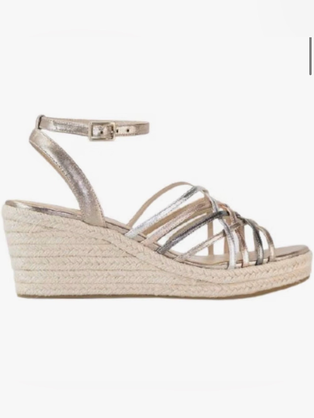 Pelle Moda Metallic Espadrille Wedge Sandals